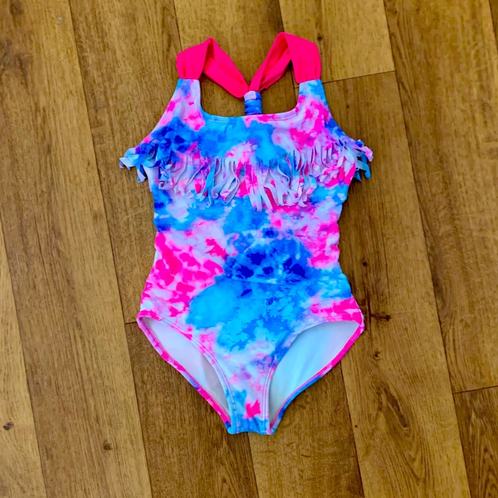 Girls ruffled tie dye swim suit